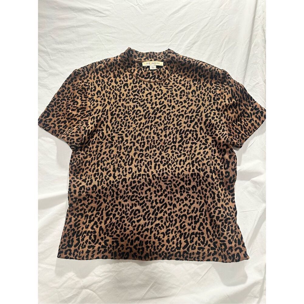 St. John Vintage Animal Print Tee T-Shirt, size Small